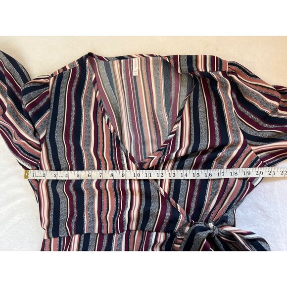 Xhilaration XXL Striped Wrap Dress Career Interview Fall Neutrals - Picture 6 of 6